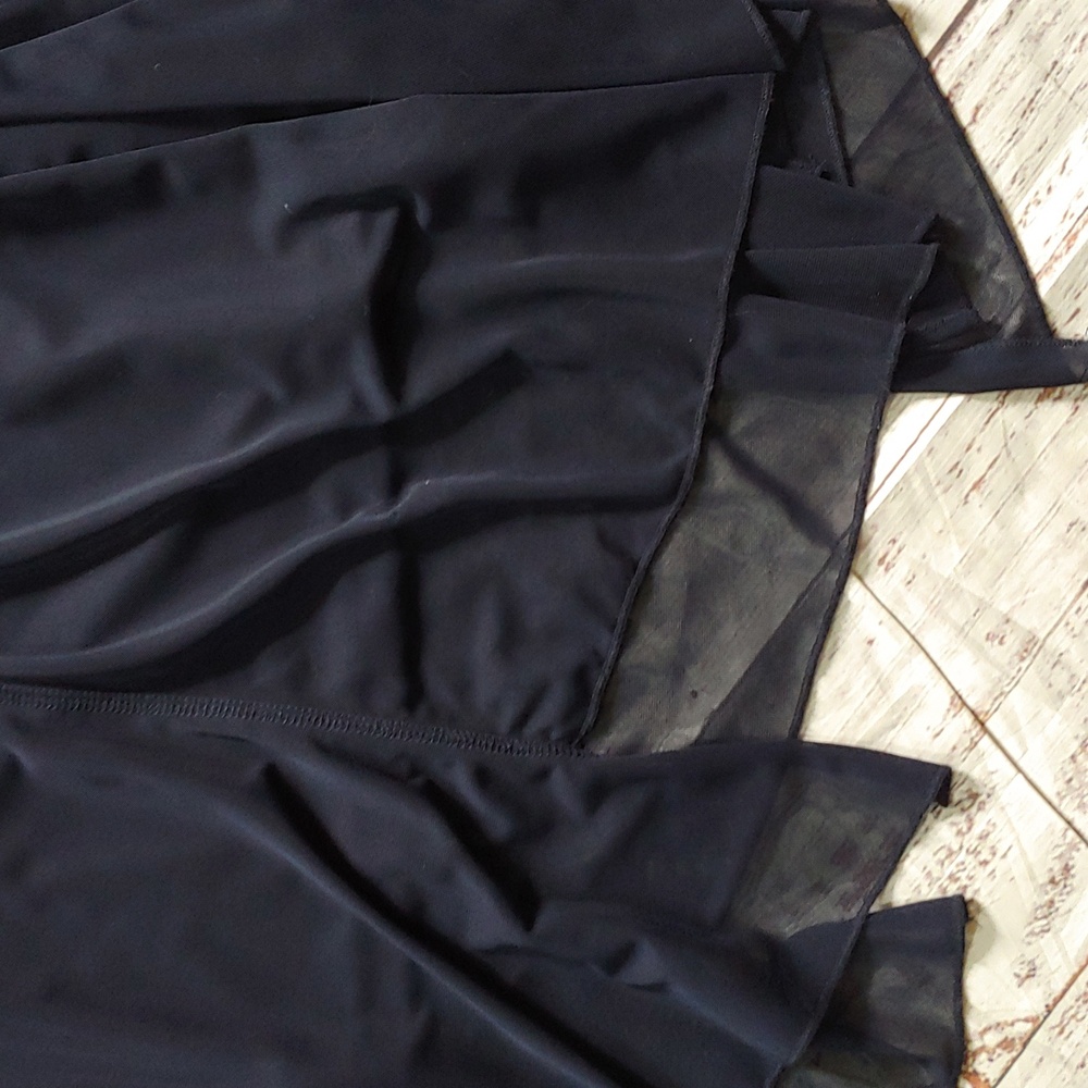 Chico's Dark Blue A-Line‎ Maxi Skirt with Raw Sharkbite Hem - Picture 4 of 8